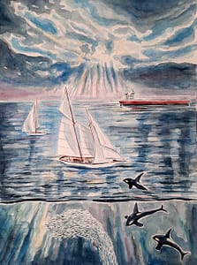 maritime-kunst-meer-historische-segelyacht-aquarell
