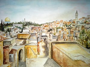 jerusalem-blick-auf-altstadt-1980-aquarell