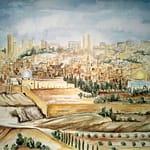 Jerusalem Blick vom Oelberg, 1985, Aquarell