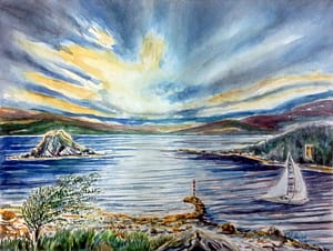 schottland-sound-of-jura-oban-aquarell